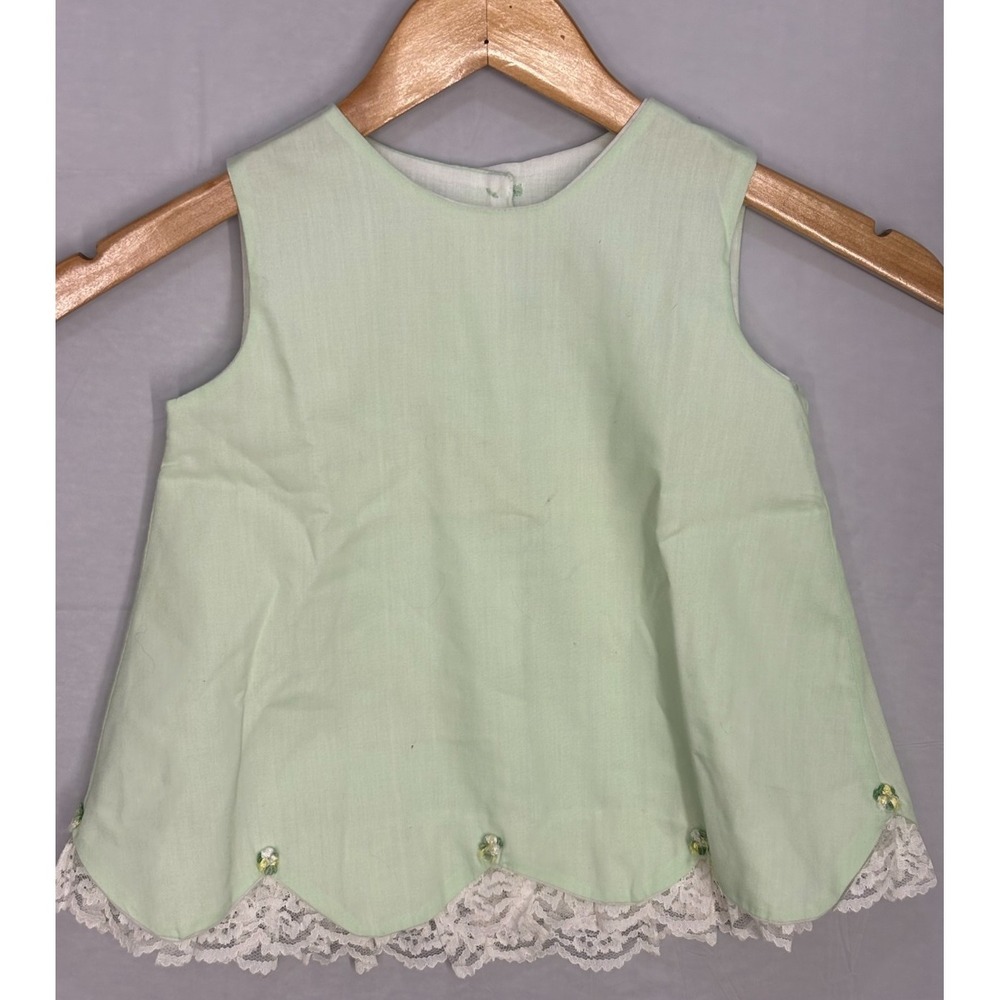 Holiday Sportswear of Miami Dress‎ Girls Mint Green Lace Hem Sleeveless Vintage
